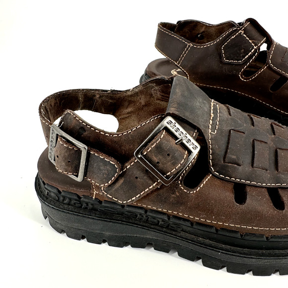 Vintage Jammers Brown Leather Platform Fisherman Sandals - Picture 12 of 12